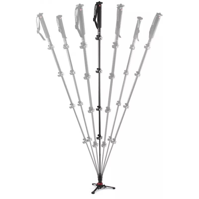 Manfrotto XPRO Monopod+ MVMXPROC5 carbonfiber 5-secties video-eenbeenstatief met FLUIDTECH-basis
