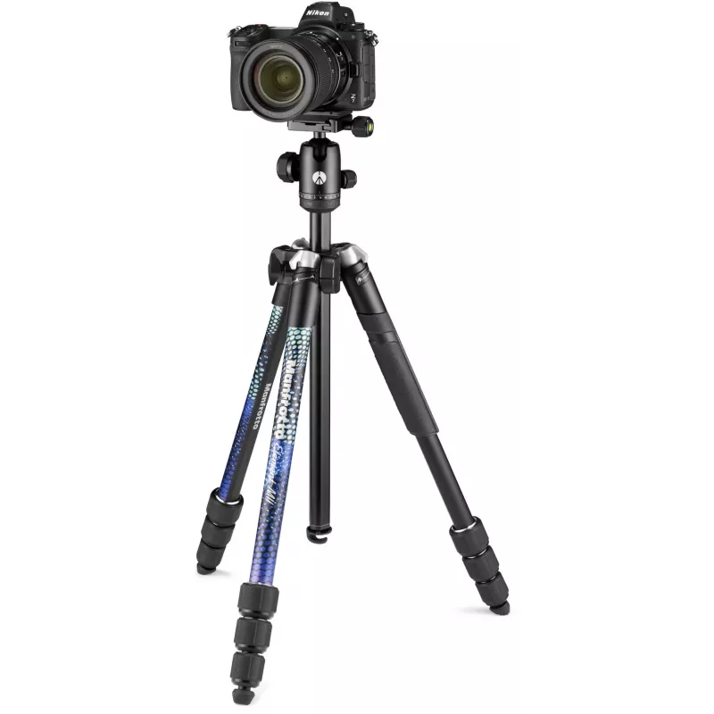 Manfrotto MKELMII4BL-BH Element MII 4-section aluminium statief met balhoofd, blauw