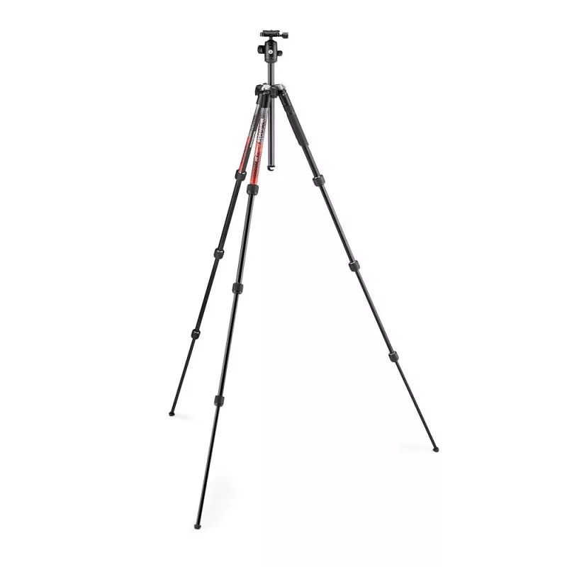 Manfrotto MKELMII4RD-BH Element MII 4-section aluminium statief met balhoofd, rood