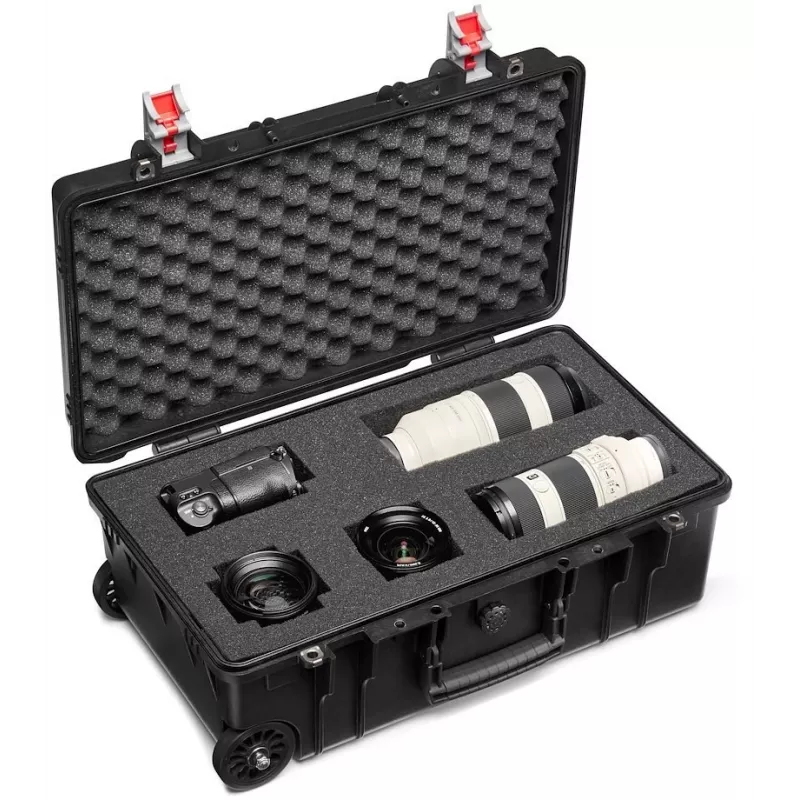 Manfrotto Pro Light Reloader Tough H-55 hardcase voor camera-uitrusting, IP67 waterdicht & stofdicht, TSA-slot, handbagageformaat, zwart