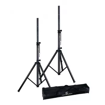 Soundsation SPST-SET70 BK luidsprekerstatiefset – statiefpaar met draagtas, hoogte 1000–1800 mm, draagvermogen 50 kg, 35-mm-stang, zwart