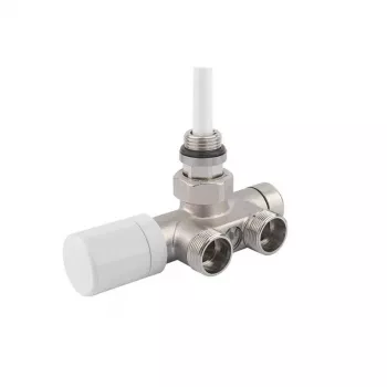 Giacomini V81112Q thermostatisch radiatorventiel-onderdeel 1/2 inch x 3/4 inch Euroconus haaks, vernikkeld messing
