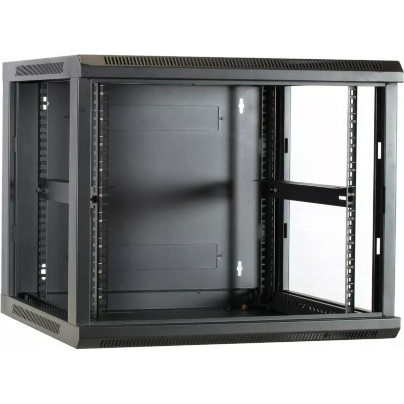 DSIT DS6609 9U wandmontage serverkast met glazen deur, 600x600x501 mm, zwart