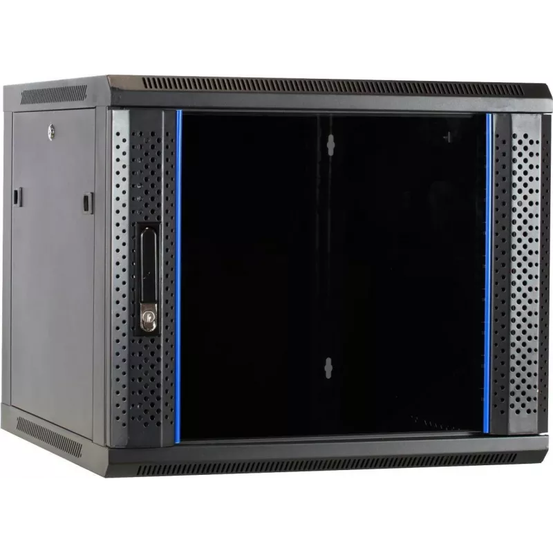 DSIT DS6609 9U wandmontage serverkast met glazen deur, 600x600x501 mm, zwart