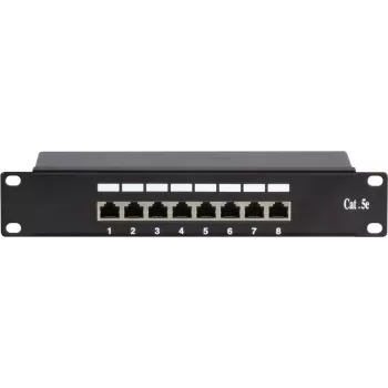 DSIT DS-10Patch5-8FTP 10 inch 8-poorts FTP CAT 5e patchpaneel, 1U rackmontage, afgeschermd RJ45, LSA+ IDC, zwart