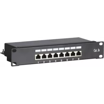 DSIT DS-10Patch5-8FTP 10 inch 8-poorts FTP CAT 5e patchpaneel, 1U rackmontage, afgeschermd RJ45, LSA+ IDC, zwart