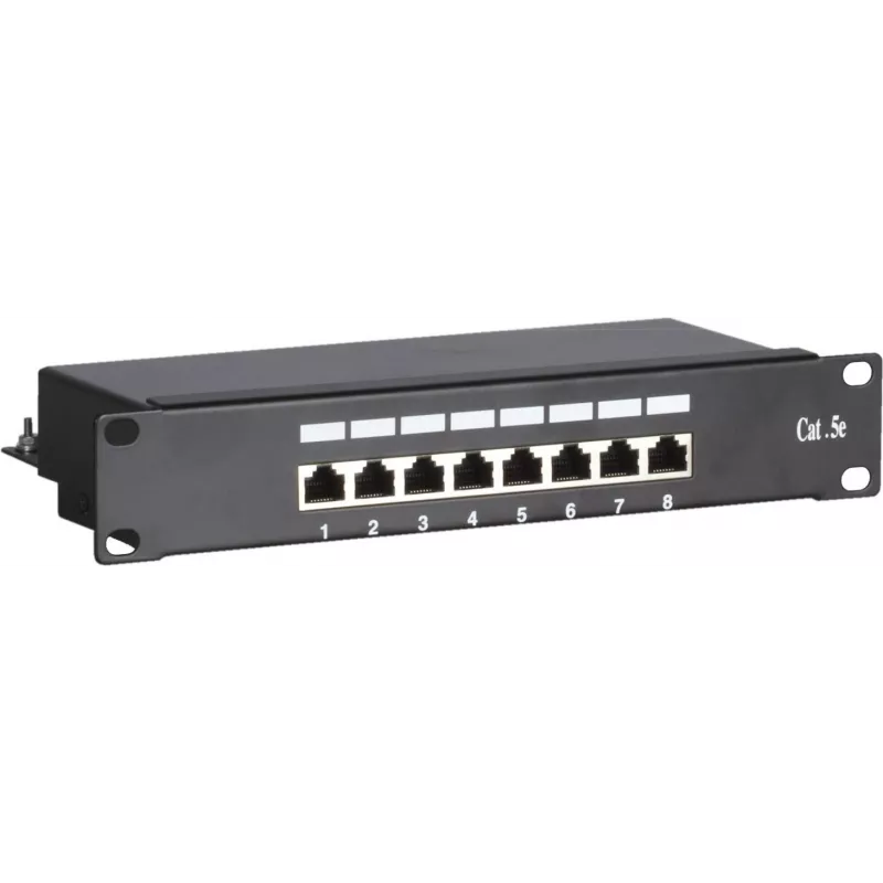 DSIT DS-10Patch5-8FTP 10 inch 8-poorts FTP CAT 5e patchpaneel, 1U rackmontage, afgeschermd RJ45, LSA+ IDC, zwart