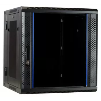 DSIT DS6612ZP-DOUBLE 6U wandmontage-serverkast met enkel veiligheidsglas deur en geperforeerde zijpanelen, 600x450x370 mm, zwart