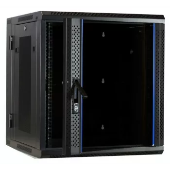 DSIT DS6612ZP-DOUBLE 6U wandmontage-serverkast met enkel veiligheidsglas deur en geperforeerde zijpanelen, 600x450x370 mm, zwart