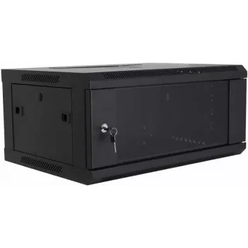 DSIT DS6404 4U wandmontage-serverkast met glazen deur, 600x450x280 mm, zwart