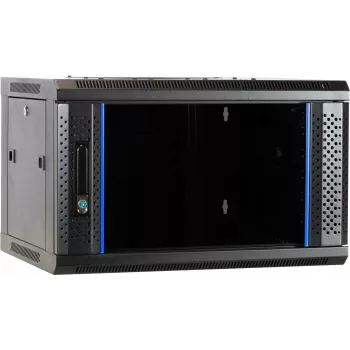 DSIT DS6404 4U wandmontage-serverkast met glazen deur, 600x450x280 mm, zwart