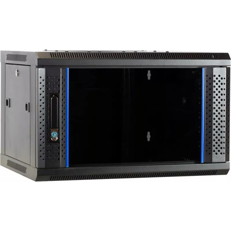 DSIT DS6404 4U wandmontage-serverkast met glazen deur, 600x450x280 mm, zwart