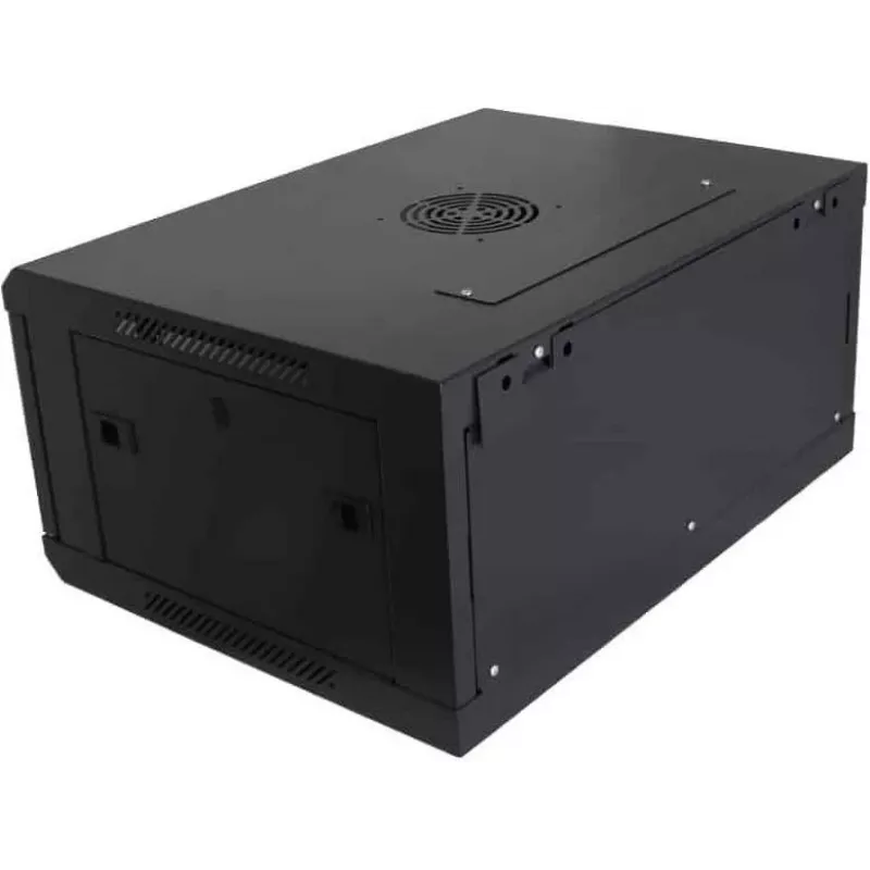 DSIT DS6404 4U wandmontage-serverkast met glazen deur, 600x450x280 mm, zwart