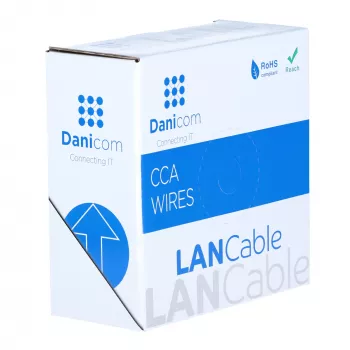 DSIT CAT6 U/UTP 50m kabel op spoel, grijs CCA, 250 MHz, Gigabit Ethernet, binnen, PVC-mantel, AWG24, 4 paren