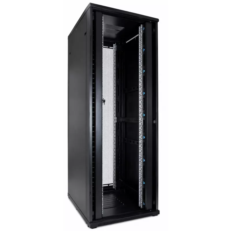 DSIT 47U 19 inch serverrack-kast met geperforeerde dubbele deuren voor en achter, 800x1000x2250 mm, zwart