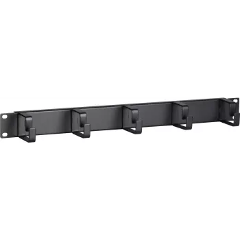 DSIT DS-1904 19 inch 1U rack-kabelmanagementpaneel met 5 metalen haken, zwart