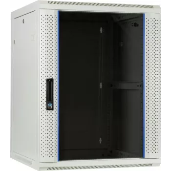 DSIT 15U wandmontage serverrack behuizing met glazen deur, wit, 600x600x770 mm