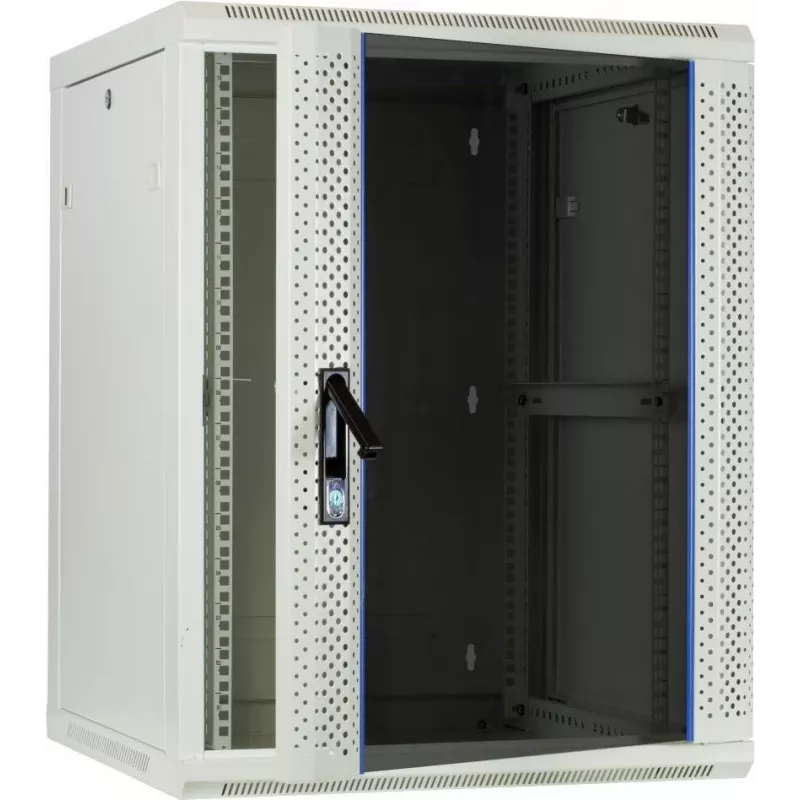 DSIT 15U wandmontage serverrack behuizing met glazen deur, wit, 600x600x770 mm