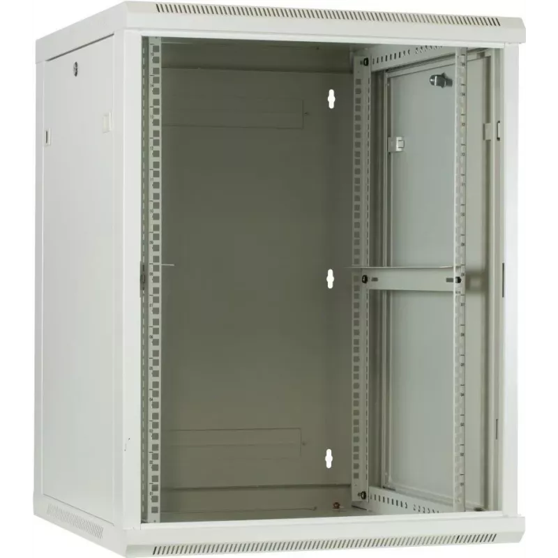 DSIT 15U wandmontage serverrack behuizing met glazen deur, wit, 600x600x770 mm