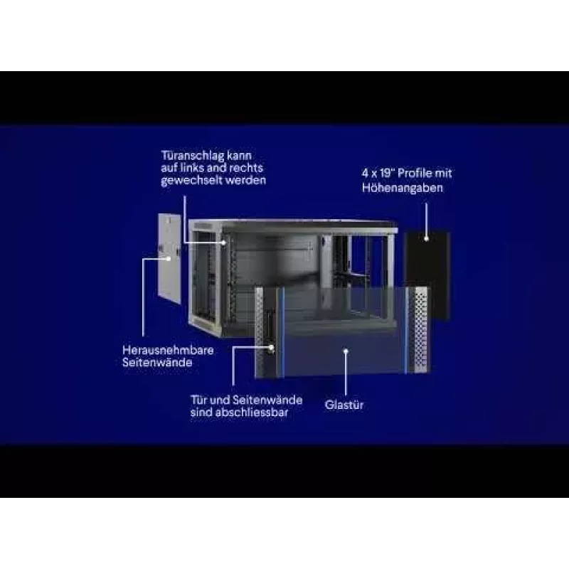 DSIT DS6418W 18U wandmontage serverbehuizing met glazen deur, 600x450x900 mm, wit
