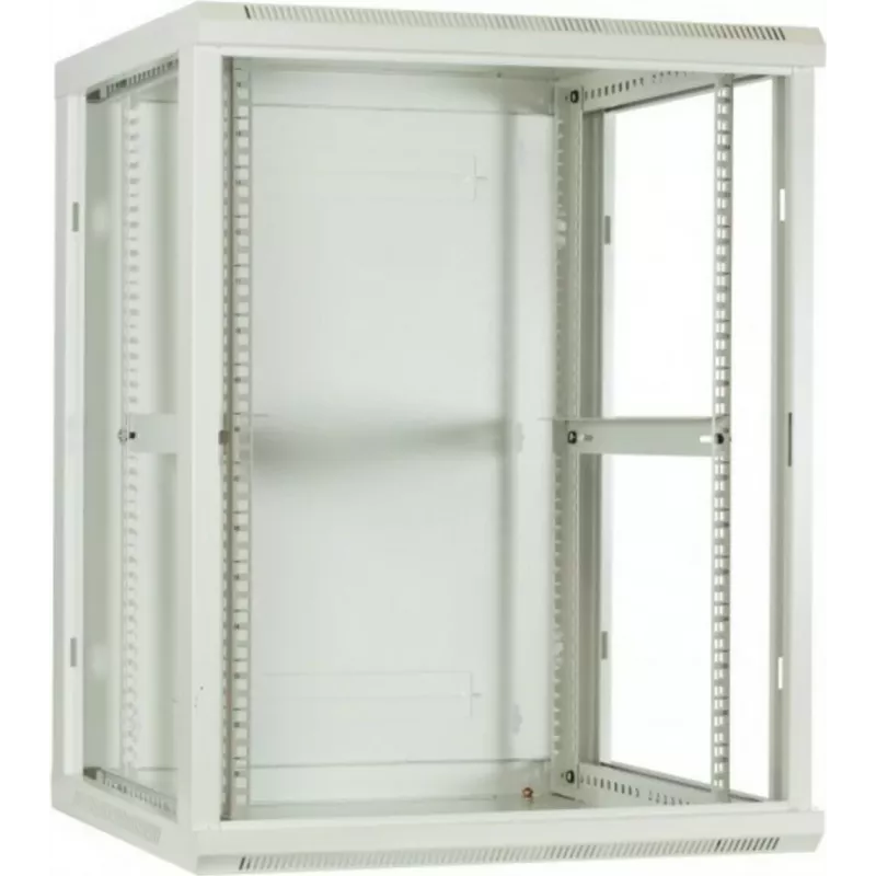 DSIT 18U wandmontage serverkast met glazen deur, 600x600x900 mm, wit