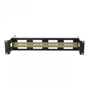 DSIT 2U DIN-rail houder voor 19 inch racks, diepte verstelbaar 100-200 mm, TS35, zwart