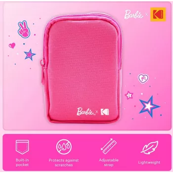 Kodak x Barbie softcase met rits en schouderriem voor Printomatic en Step Slim, roze (RODBCMPK)