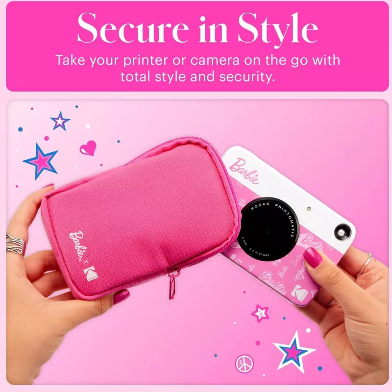 Kodak x Barbie softcase met rits en schouderriem voor Printomatic en Step Slim, roze (RODBCMPK)