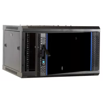 DSIT DS6604-F 6U wandmontage-serverbehuizing met glazen deur, 600x450x320 mm, zwart