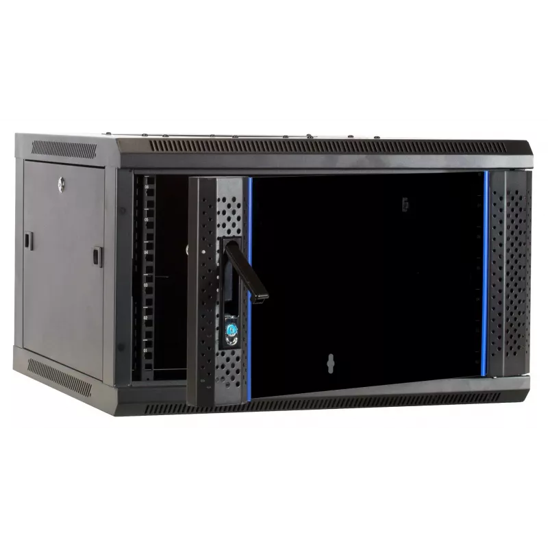 DSIT DS6604-F 6U wandmontage-serverbehuizing met glazen deur, 600x450x320 mm, zwart