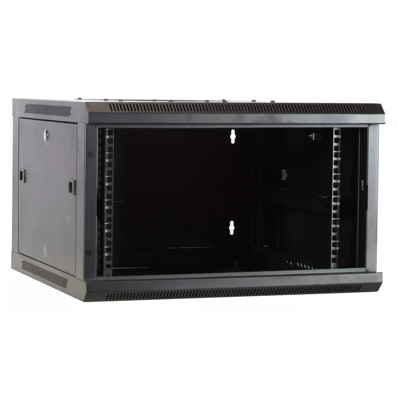 DSIT DS6604-F 6U wandmontage-serverbehuizing met glazen deur, 600x450x320 mm, zwart