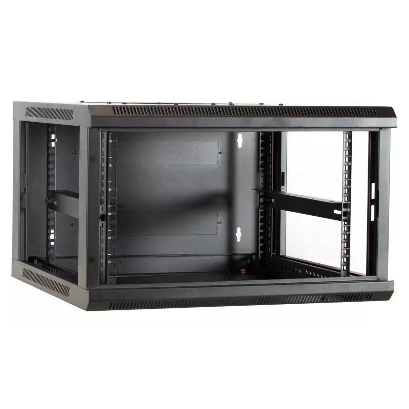DSIT DS6604-F 6U wandmontage-serverbehuizing met glazen deur, 600x450x320 mm, zwart