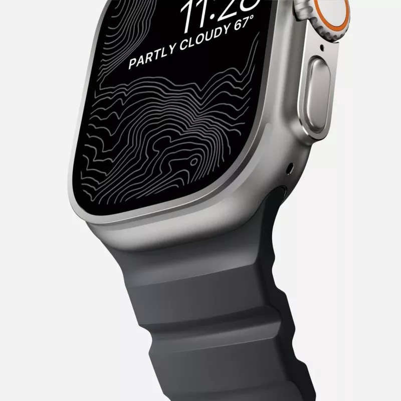NOMAD Rocky Point armband voor Apple Watch 46mm/49mm zwart-zilver