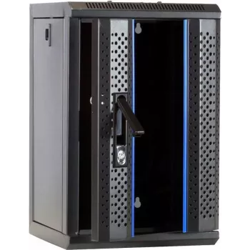 DSIT 9U 10 inch wandmontage serverrack met glazen deur, 312x310x486 mm, zwart