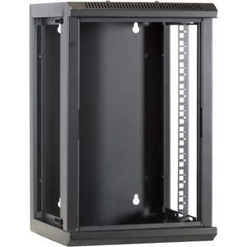 DSIT 9U 10 inch wandmontage serverrack met glazen deur, 312x310x486 mm, zwart