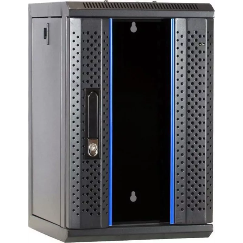 DSIT 9U 10 inch wandmontage serverrack met glazen deur, 312x310x486 mm, zwart