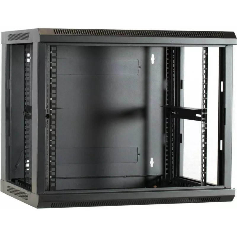 DSIT DS6409 9U wandmontage-serverkast met glazen deur, 600x450x500 mm, zwart