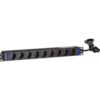 DSIT DS-9PDU 19 inch rackmount-stroomverdeleenheid - 9 Schuko-stopcontacten, 16A, 1U, zwart