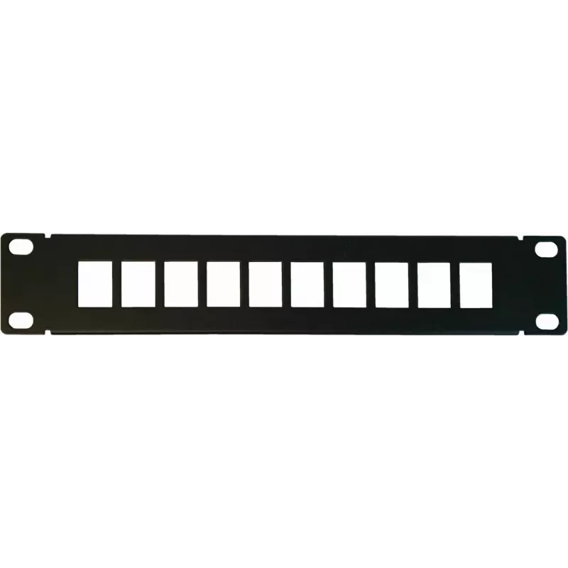 DSIT DS10-Patch-10UTP 10-poorts unloaded UTP keystone patchpaneel, 1U 19-inch rackmontage, zwart