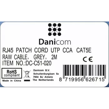 DSIT CAT 5e U/UTP netwerkkabel, 2 m, grijs, CCA