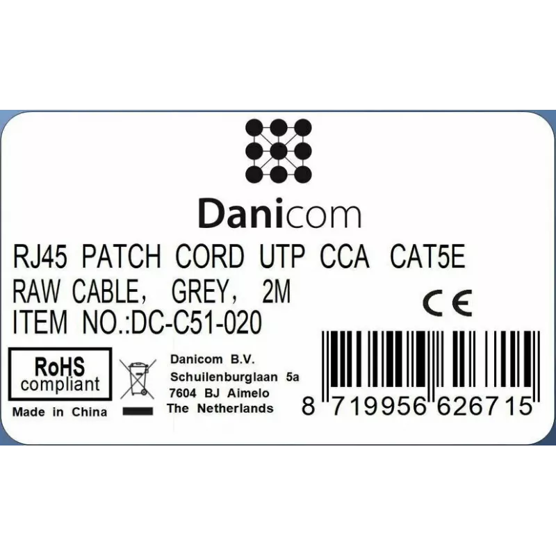 DSIT CAT 5e U/UTP netwerkkabel, 2 m, grijs, CCA