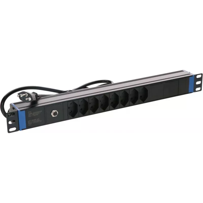 DSIT 19-inch Zwitserse stekkerdoos met overspanningsbeveiliging - 8 stopcontacten (DS-8PDU-CH-SPD)