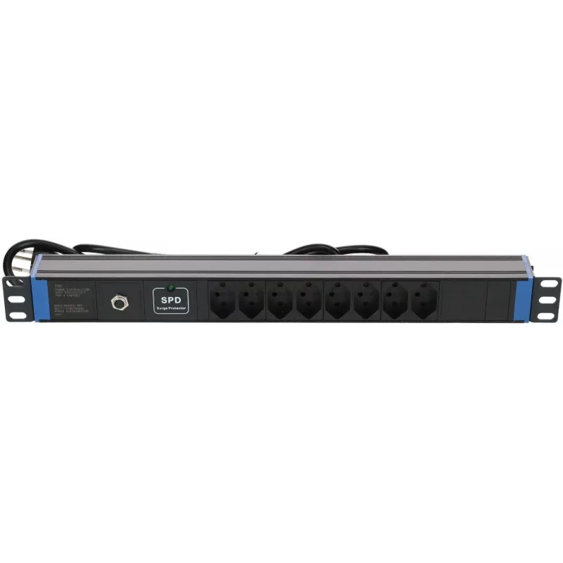 DSIT 19-inch Zwitserse stekkerdoos met overspanningsbeveiliging - 8 stopcontacten (DS-8PDU-CH-SPD)