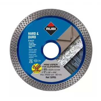 RUBI TVA 85 SUPERPRO MINI VIPER diamantsnijschijf met doorlopende rand 85 mm x 15 mm