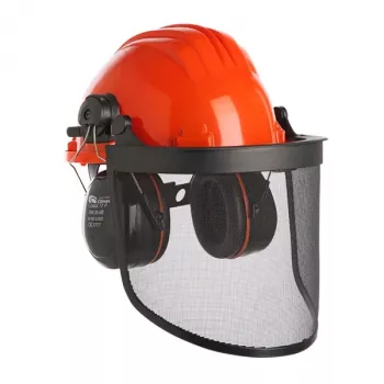 CLICS veiligheidshelm met mesh-vizier en gehoorbeschermers Climax 43