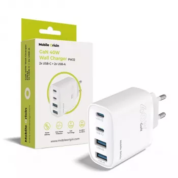 Mobile Origin 40W GaN-opladers PW22 2x USB-C + 2x USB-A