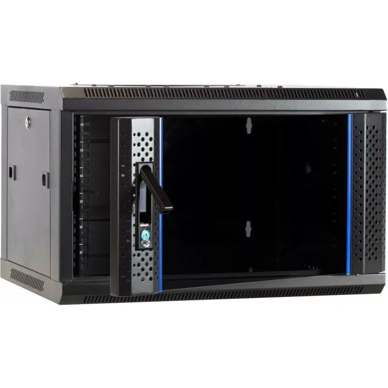 DSIT 6U wandmontage-serverbehuizing met glazen deur, 600 x 450 x 367 mm, zwart, DS6406