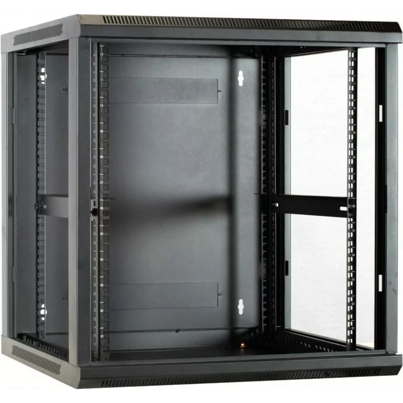 DSIT DS6612 12U wandmontage-serverkast met glazen deur, 600x600x635 mm, zwart