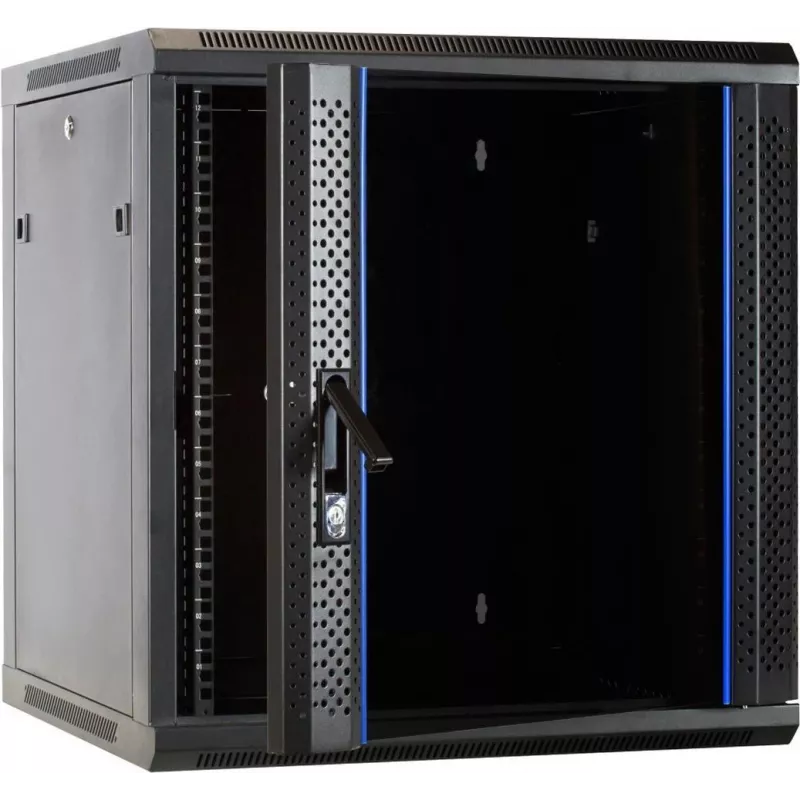 DSIT DS6612 12U wandmontage-serverkast met glazen deur, 600x600x635 mm, zwart