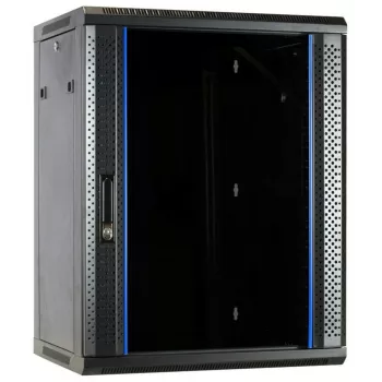 DSIT DS6615 15U wandmontage-serverkast met glazen deur, 600x600x770 mm, zwart
